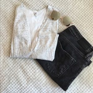 [American Apparel] speckle natural deep V plunge